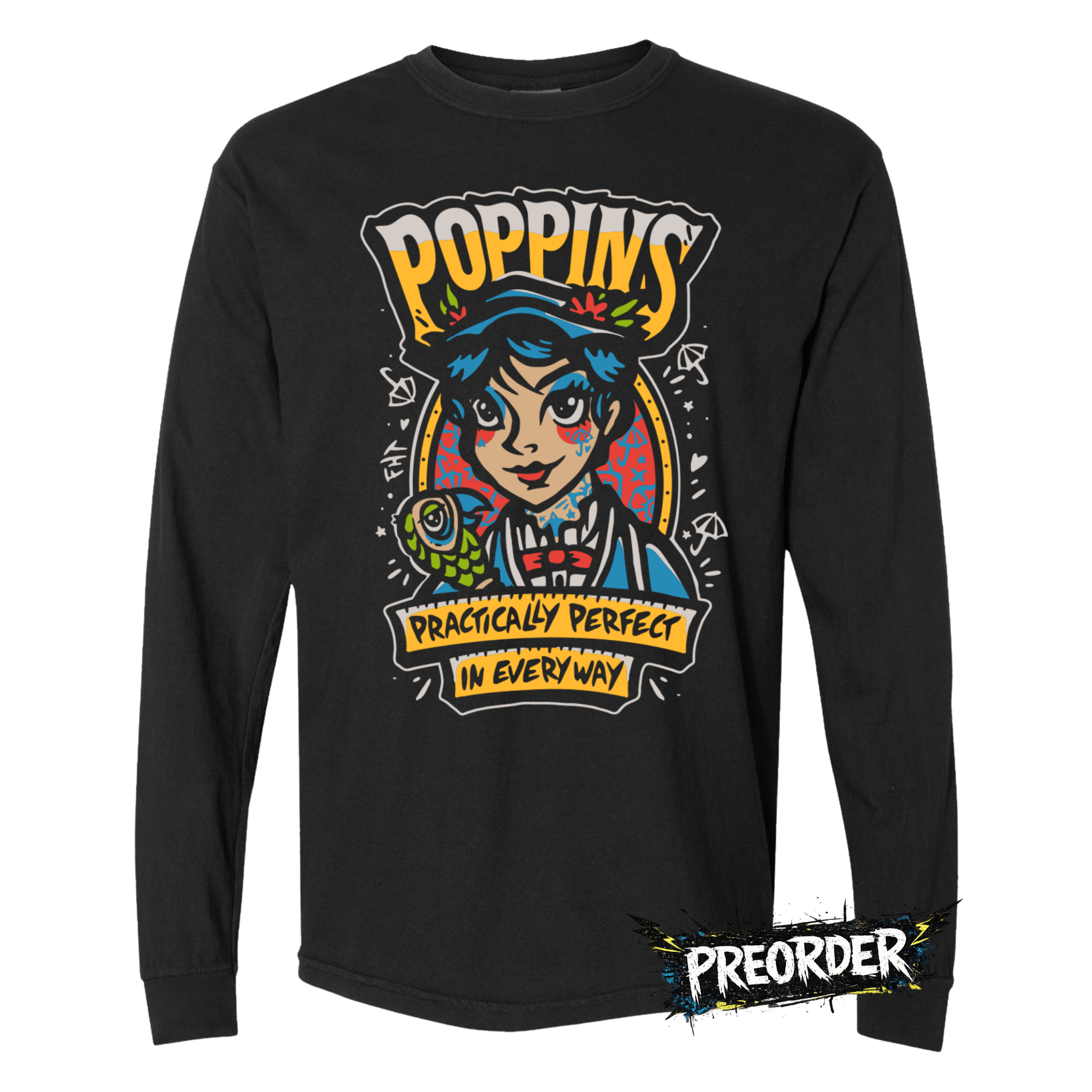 L/S Poppins T-Shirt - 100% Cotton (PREORDER) - Flying House Threads