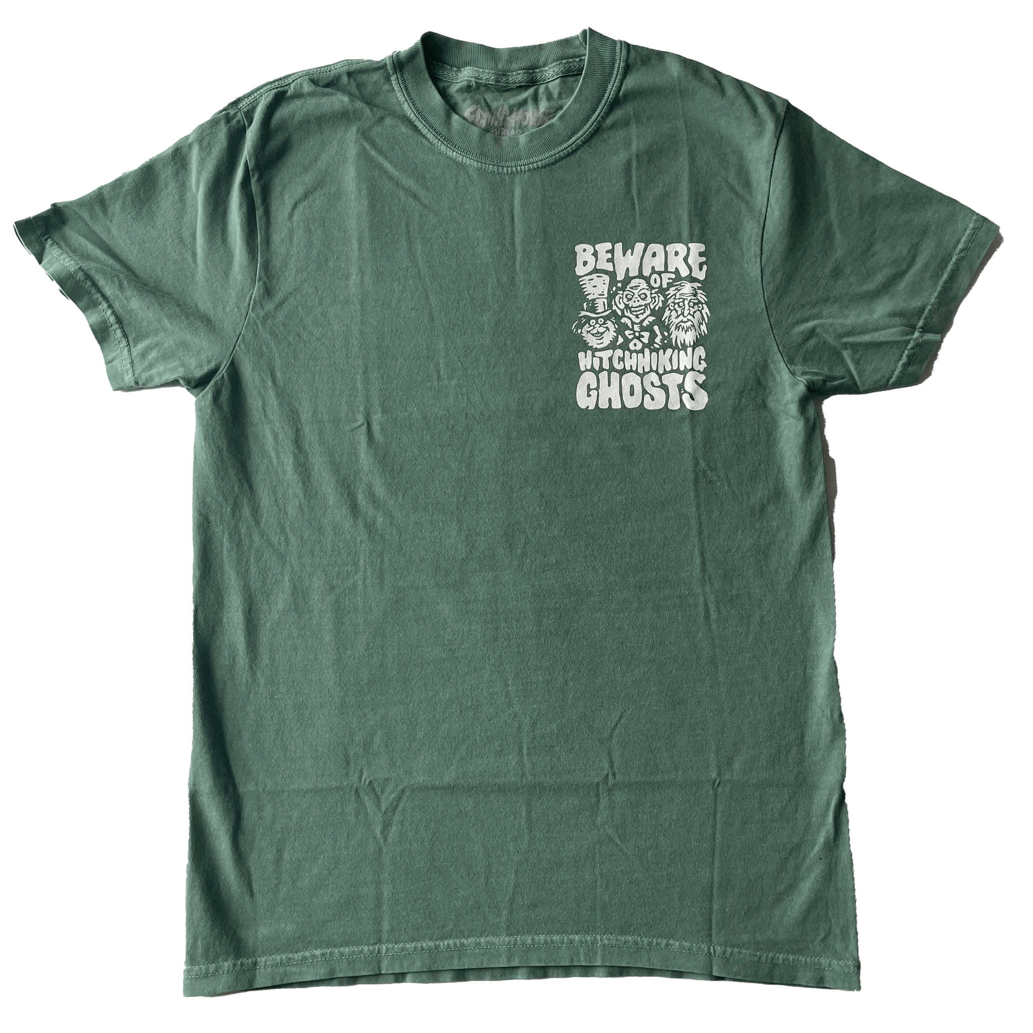 Beware of Hitchhiking Ghost T-Shirt - 100% Cotton Green