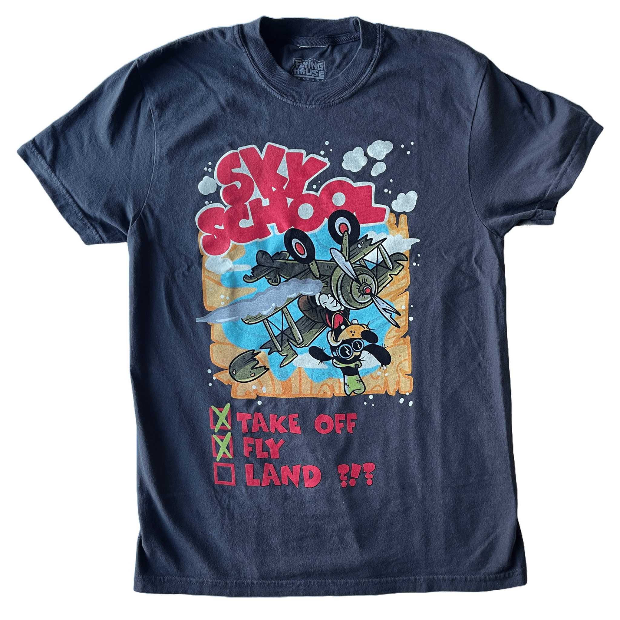 Sky School T-Shirt - 100% Cotton - flyinghousethreads